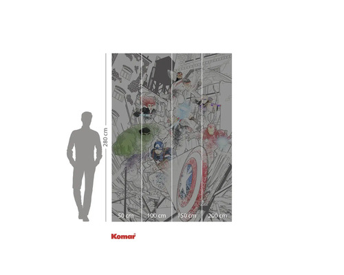 Papier peint photo Komar Marvel Avengers Comic, 280 sur 200 centimètres