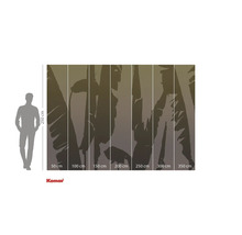 Papier peint photo Komar avec motif de feuilles et indications de taille.