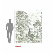 Papier peint photo paysage forestier avec indication de taille et logo Komar