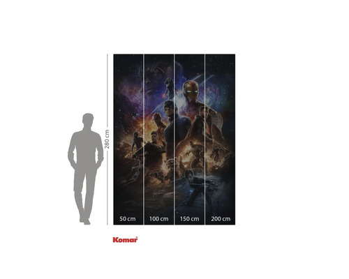 Papier peint mural Komar avec motif Avengers et indications de taille