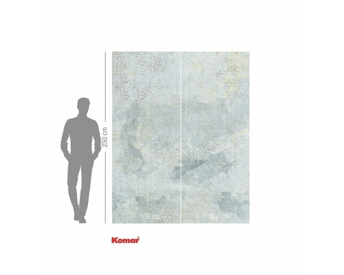 Papier peint photo Komar avec motif géométrique et indications de taille.