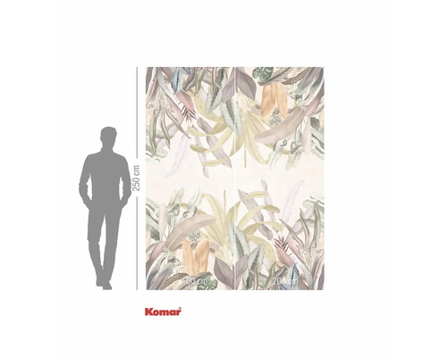 Papier peint photo avec motif de feuilles et indication de hauteur 250 cm