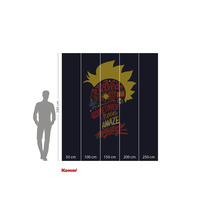 Papier peint Komar avec motif de bande dessinée et indications de taille.