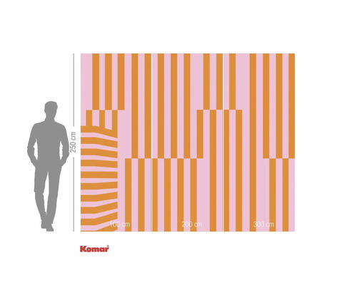 Dimensions du papier peint photo avec motif à rayures et indications de taille
