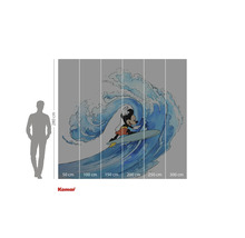 Papier peint photo avec Mickey Mouse faisant du surf sur une vague