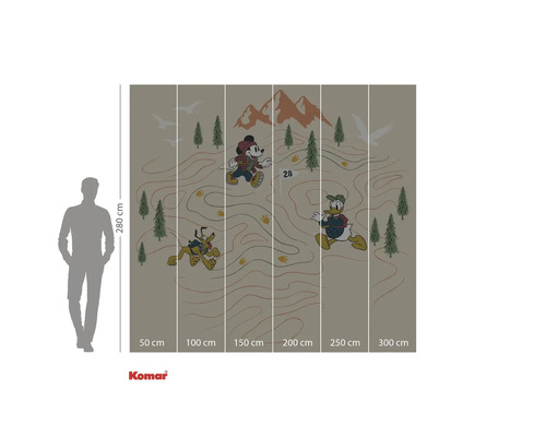 Papier peint photo avec les personnages Disney Mickey Mouse, Donald Duck et Pluto sur une carte de randonnée