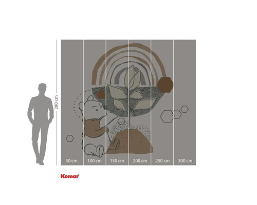 Papier peint photo Komar avec Winnie l'ourson et formes abstraites, 280 cm de hauteur