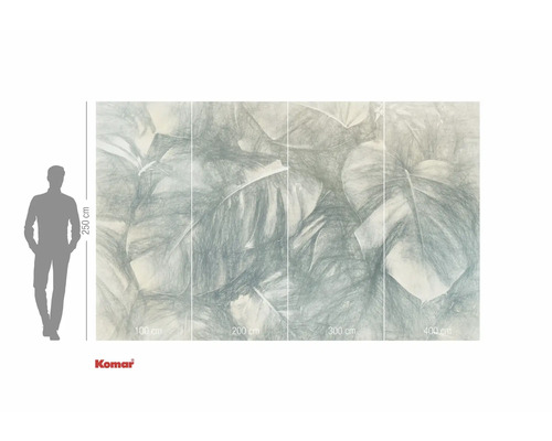 Papier peint photo avec motif de plantes et indications de taille