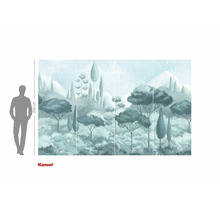 Papier peint photo avec paysage forestier et indications de taille