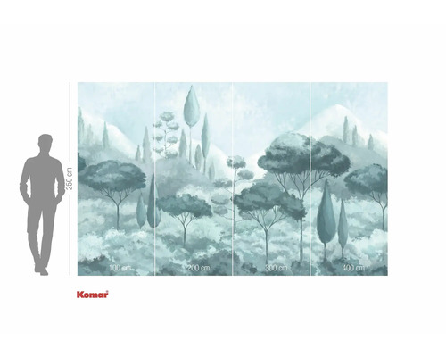 Papier peint photo avec paysage forestier et indications de taille