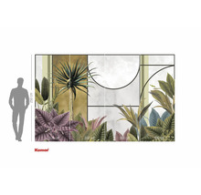 Papier peint photo avec motifs végétaux et indication de la hauteur