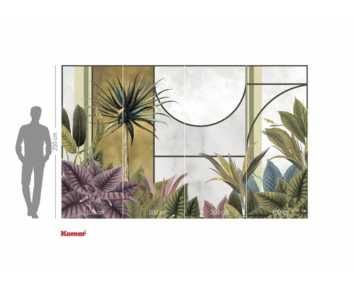 Papier peint photo avec motifs végétaux et indication de la hauteur