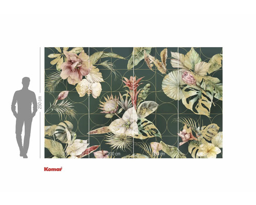 Papier peint photo Komar avec motifs de plantes et indications de taille