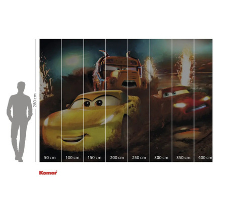 Papier peint photo avec motifs de voitures et indications de taille