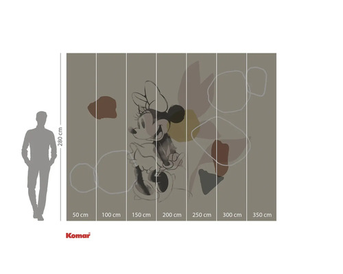 Papier peint photo avec Minnie Mouse et formes abstraites, taille 350 x 280 centimètres