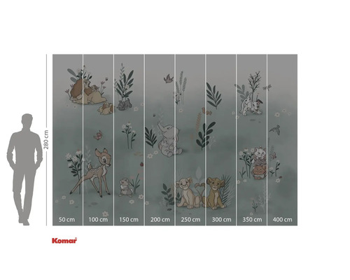 Papier peint photo Komar avec motifs Disney et indications de taille.