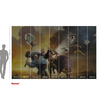 Image murale avec des personnages du film Raya et le Dernier Dragon avec indications de taille