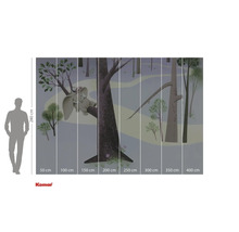 Image murale avec motif de forêt et éléphant sur un tronc d'arbre