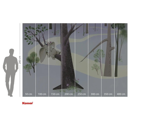 Image murale avec motif de forêt et éléphant sur un tronc d'arbre