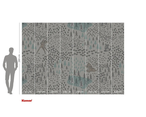 Papier peint photo Komar avec motifs forestiers et représentations d'animaux, 280 x 400 cm