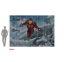 Papier peint photo Komar avec Iron Man et des avions, dimensions 280 cm x 400 cm
