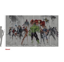 Papier peint avec motifs Marvel Avengers et indications de taille