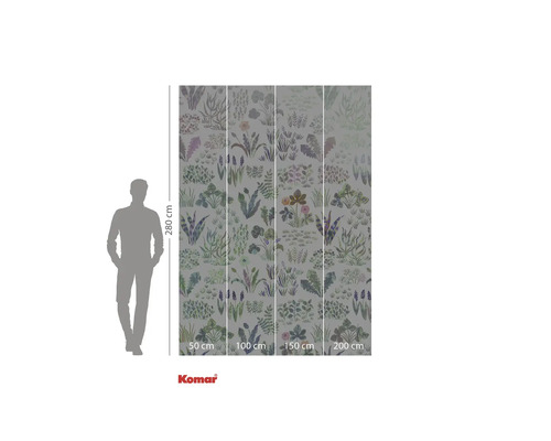 Papier peint photo avec motif de plantes et indications de taille