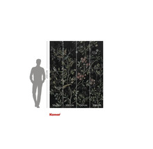 Papier peint photo avec motif d'oiseaux et de fleurs sur fond sombre, dimensions 250 x 200 cm