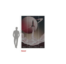 Papier peint photo avec lancement de fusée devant une planète