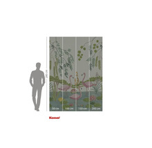 Papier peint photo avec des flamants roses, des nénuphars et des plantes