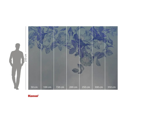 Papier peint photo Komar avec motif floral et indications de dimension