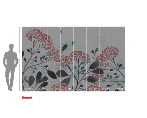 Papier peint photo avec motif floral et indications de mesure