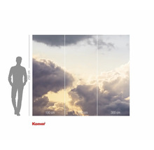 Papier peint photo avec motif de nuages et indications de taille