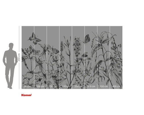 Papier peint photo avec fleurs et papillons