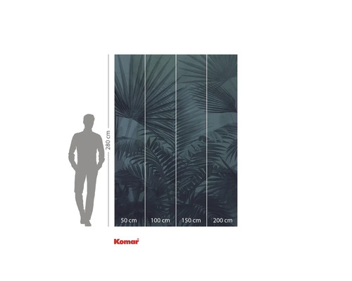 Papier peint photo Komar avec motif de palmier et indications de taille