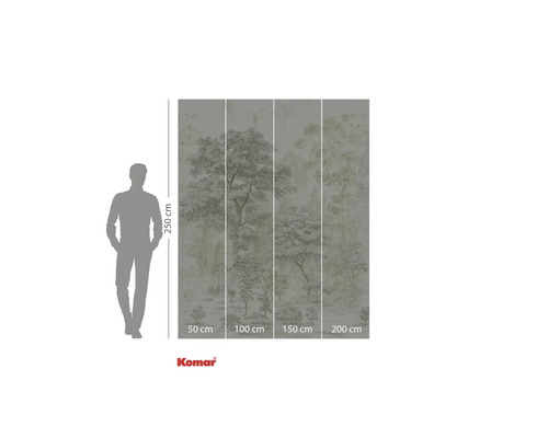 Papier peint photo avec motif d'arbre et indications de taille