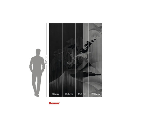 Papier peint photo avec motif de grue et détails de taille