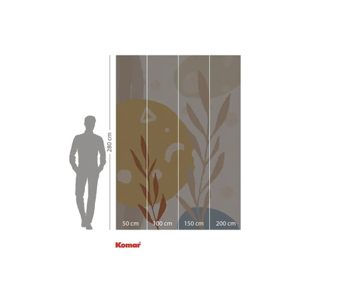 Papier peint photo avec motifs végétaux et indications de taille