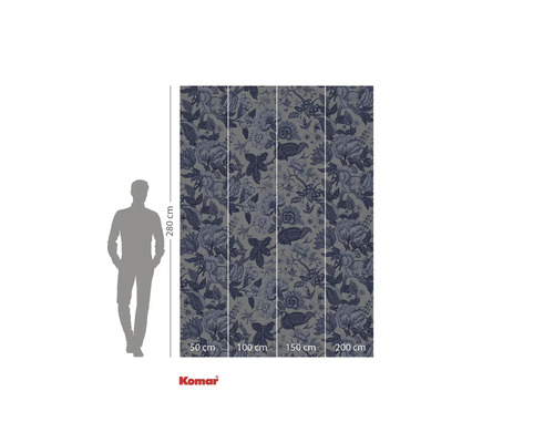 Papier peint photo avec motif floral et indications de taille