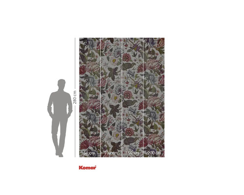 Papier peint photo Komar avec motif floral, 280 cm de haut et 200 cm de large