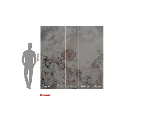 Papier peint photo avec motif floral et ciel nuageux