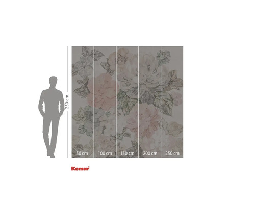 Papier peint photo avec motif floral et indications de taille