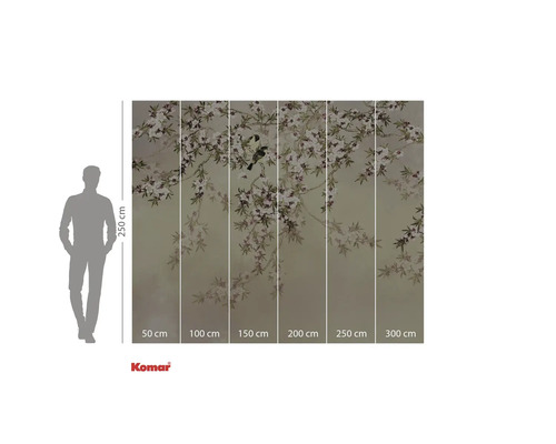 Papier peint photo avec motif floral et motif d'oiseau comme décoration murale