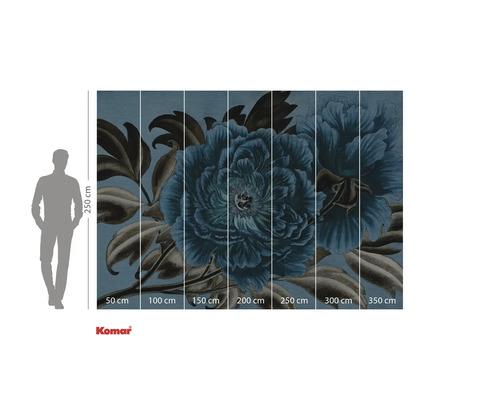 Papier peint avec motif floral et indications de taille