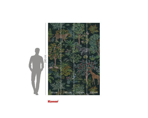 Papier peint photo avec motif de jungle, comprenant un léopard, un zèbre et une girafe