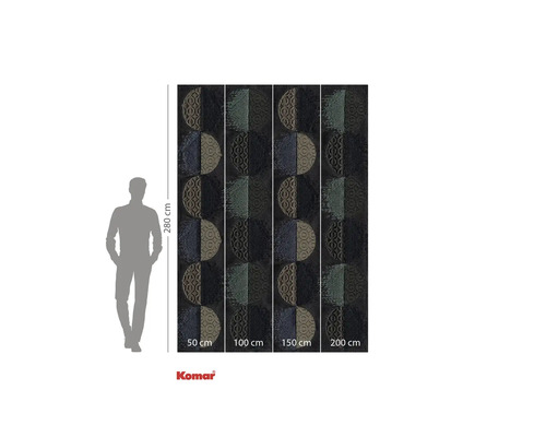 Komar Fototapete mit Halbkreis Muster und Maßangaben