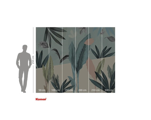 Fototapete mit Blättermotiv und Größenangaben