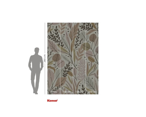 Papier peint photo avec motif de plantes et indications de taille