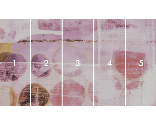 Papier peint intissé avec motif abstrait de cercles, composé de cinq lés