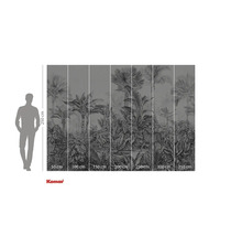 Komar Fototapete mit Dschungelmotiv, bestehend aus Palmen, Blättern und Leoparden, mit den Maßen 250 mal 350 Zentimeter